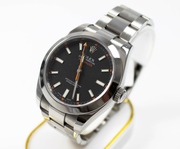 Rolex Milgauss Oyster Perpetual Uhr Herren Stahlarmband schwarzes Zifferblatt